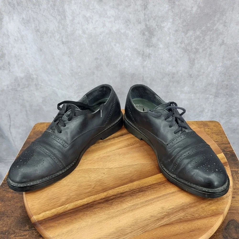 Father And‎ Son Oxford Shoes Mens 10 Black Leather Cap Toe Brogue Dress Shoes